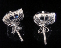 Image 4 of Modern 18ct white gold natural sapphire 4.00ct & diamond 2.40ct cluster earrings