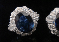 Image 6 of Modern 18ct white gold natural sapphire 4.00ct & diamond 2.40ct cluster earrings