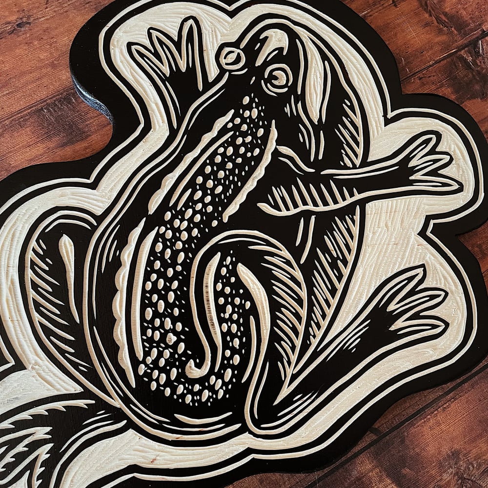 Image of Frog Woodcut 