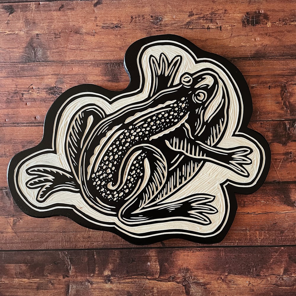 Image of Frog Woodcut 