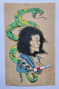 Image of vintage 1970s original black dragon irezumi snake tattoo flash houston tx 5x7.5