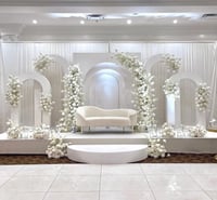 Wedding stage design with  silk  flowers 