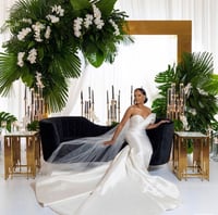 Stage design Artificial flowers  in gold metal frame  frame 