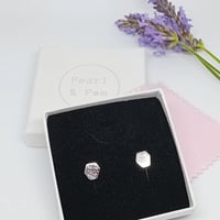 Image 4 of Hammered Hexagon studs