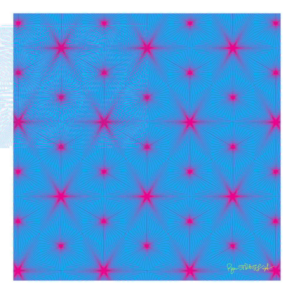 Image of Cube Tesselation - Magenta on Cyan