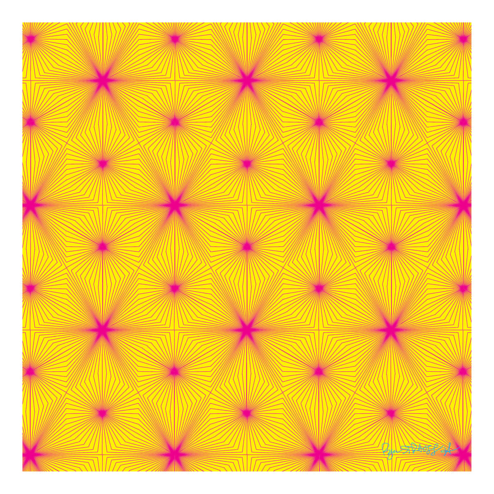 Image of Cube Tesselation - Magenta on Yellow