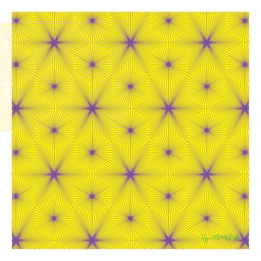 Image of Cube Tesselation - Purple on Yellow