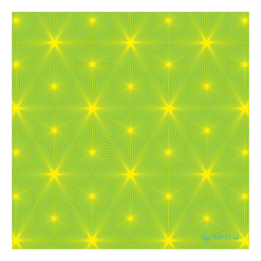 Image of Cube Tesselation - Yellow on Lime Green