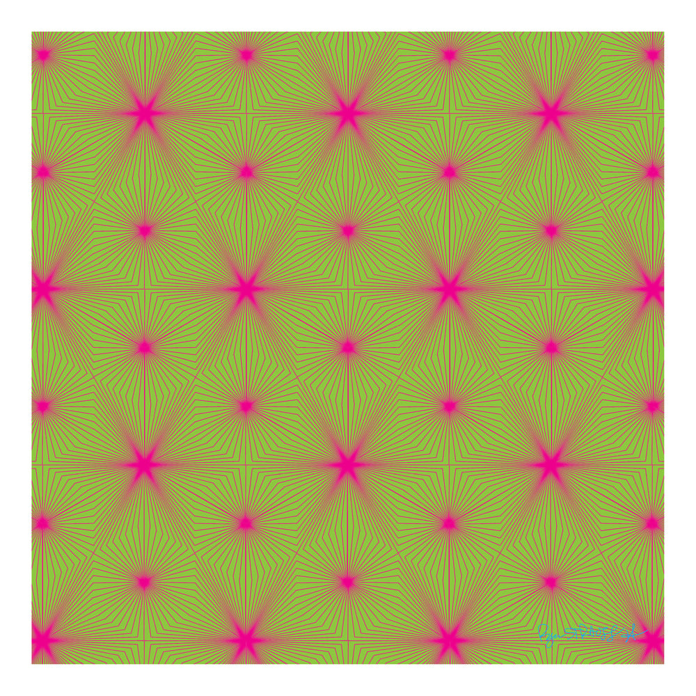 Image of Cube Tesselation - Magenta on Lime Green