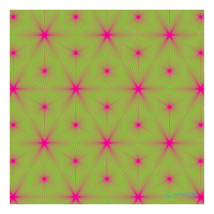 Image of Cube Tesselation - Magenta on Lime Green