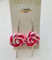 Pink & White Swirl Lollipop Earrings 