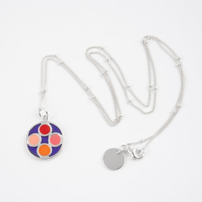 Small Circle Silver Necklace-Various Colors