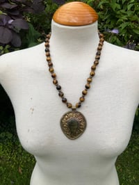 Image 2 of Large Vintage Tibetan Labradorite and Tigers eye necklace 