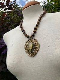 Image 1 of Large Vintage Tibetan Labradorite and Tigers eye necklace 