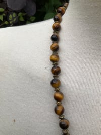 Image 3 of Large Vintage Tibetan Labradorite and Tigers eye necklace 