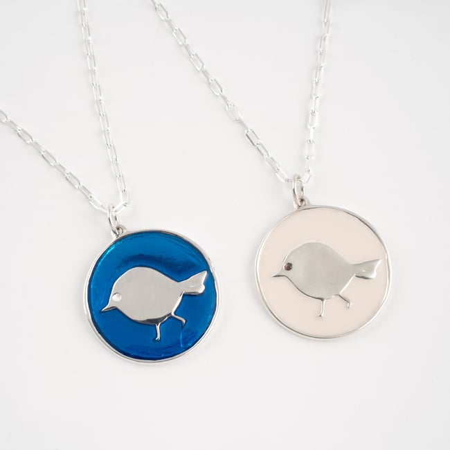Birdie Silver Necklace-Various Colors