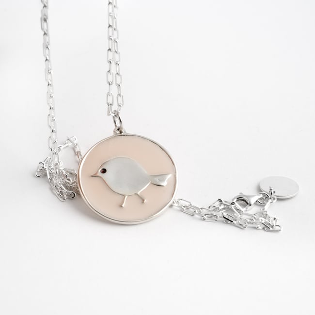 Birdie Silver Necklace-Various Colors