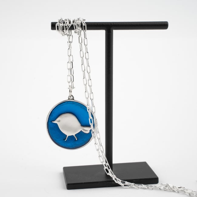 Birdie Silver Necklace-Various Colors