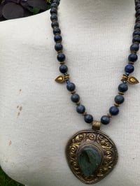 Image 3 of Large Vintage Tibetan Labradorite Lapis Lazuli necklace