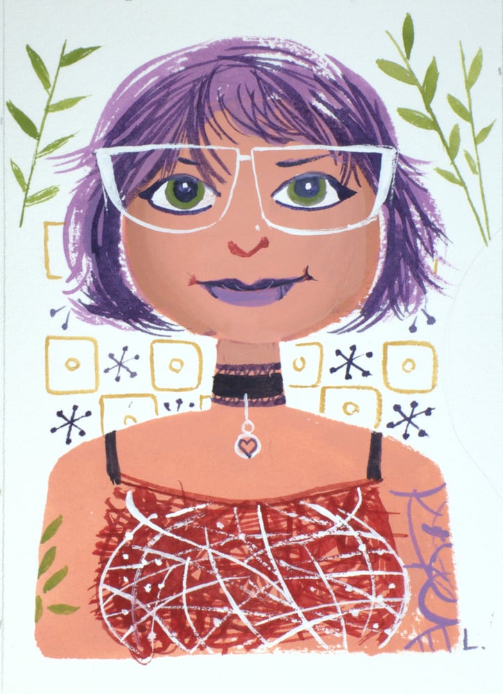 Image of Painting: Purple Hair and Red Top