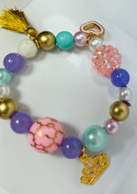 Image 2 of Pink Heart Charm Elastic Bracelet 