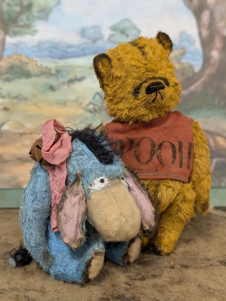 Image of BLUE - "EEYORE" - Teenie-Weenie little classic vintage style Eeyore donkey by whendis bears...