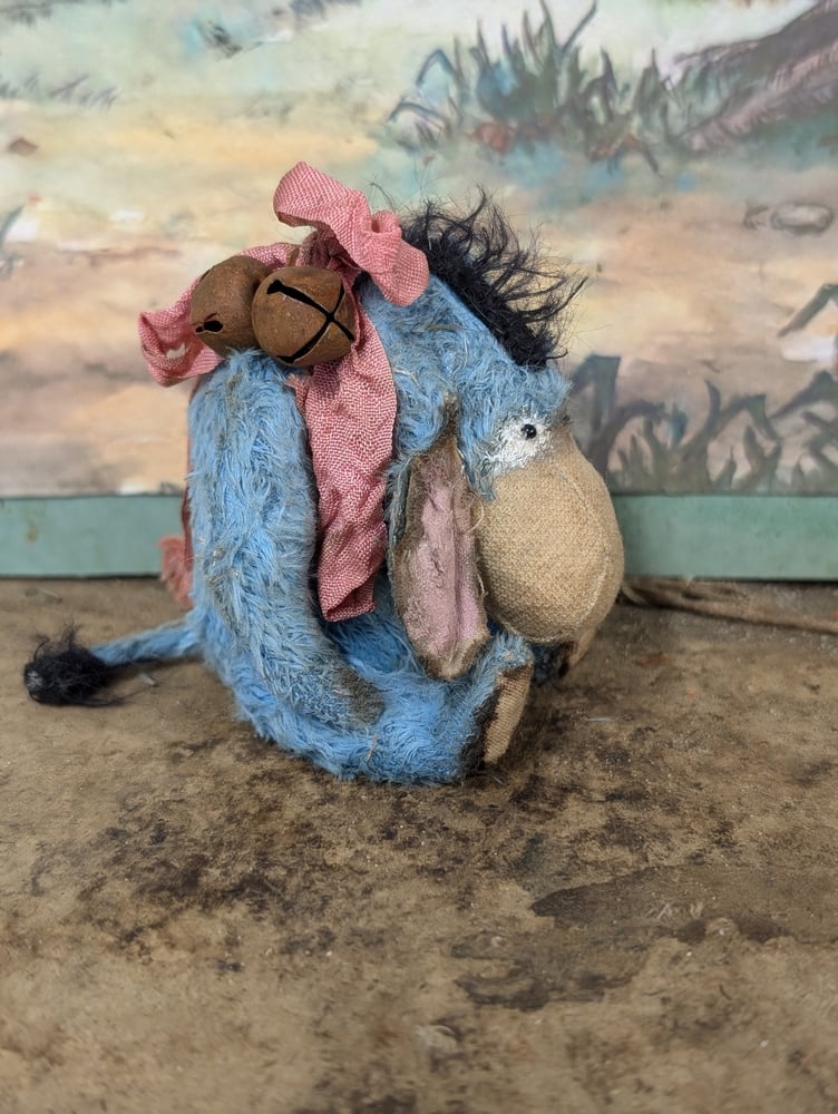 Image of BLUE - "EEYORE" - Teenie-Weenie little classic vintage style Eeyore donkey by whendis bears...