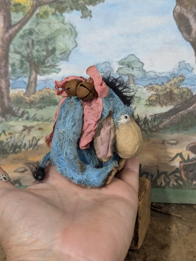 Image of BLUE - "EEYORE" - Teenie-Weenie little classic vintage style Eeyore donkey by whendis bears...