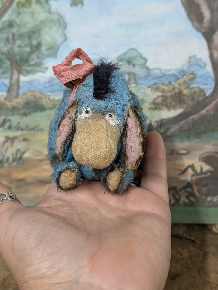 Image of BLUE - "EEYORE" - Teenie-Weenie little classic vintage style Eeyore donkey by whendis bears...