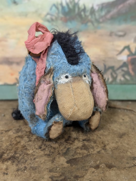 Image of BLUE - "EEYORE" - Teenie-Weenie little classic vintage style Eeyore donkey by whendis bears...