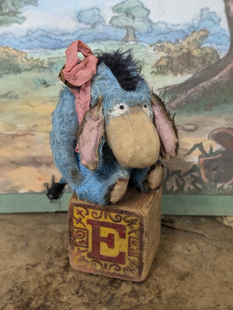 Image of BLUE - "EEYORE" - Teenie-Weenie little classic vintage style Eeyore donkey by whendis bears...