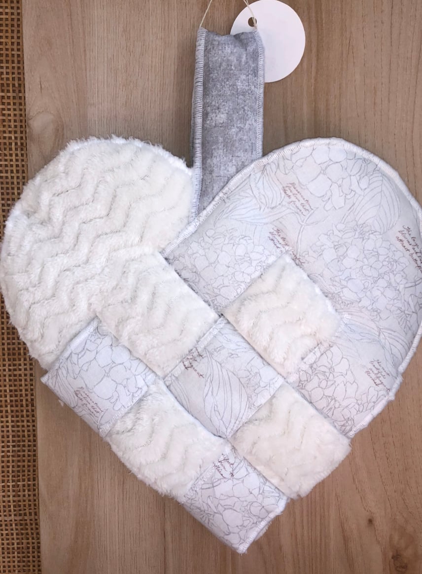 Image of Grey & Plush White Heart Stocking