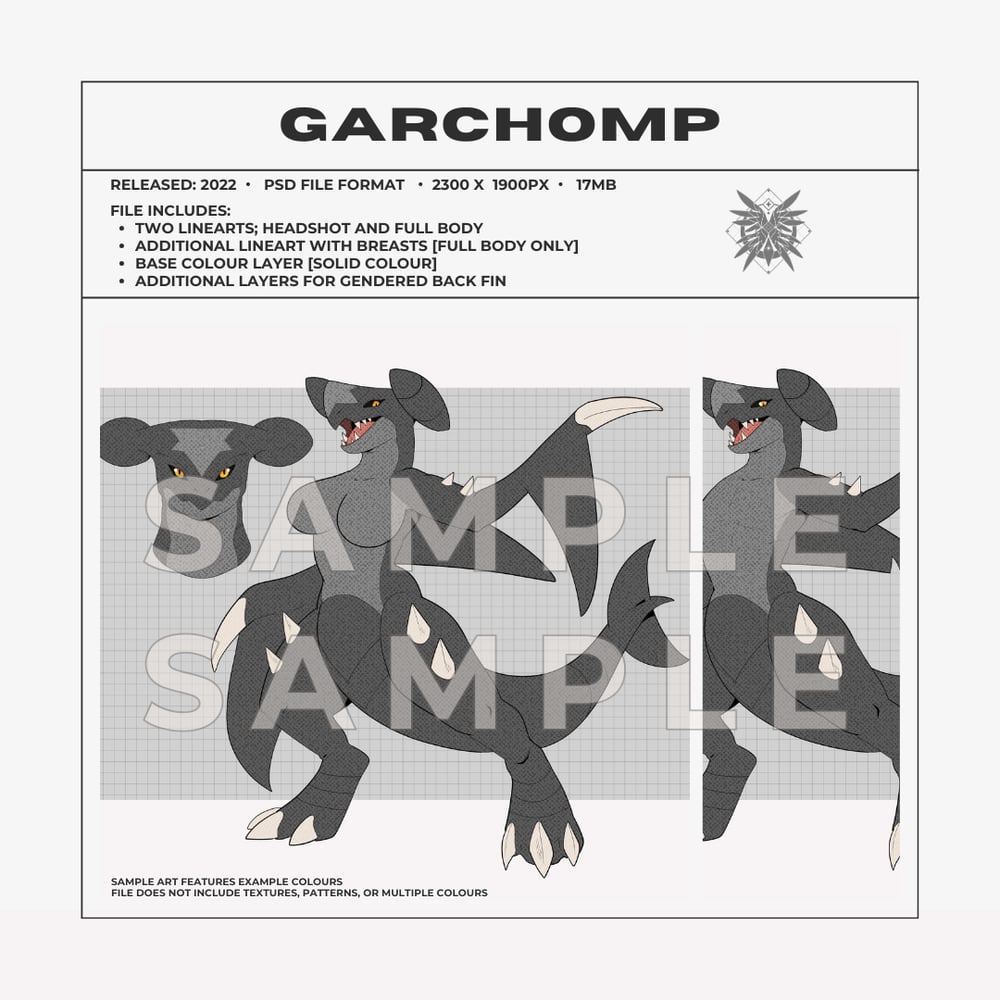 GARCHOMP LINEART TEMPLATE | GODBIRDART