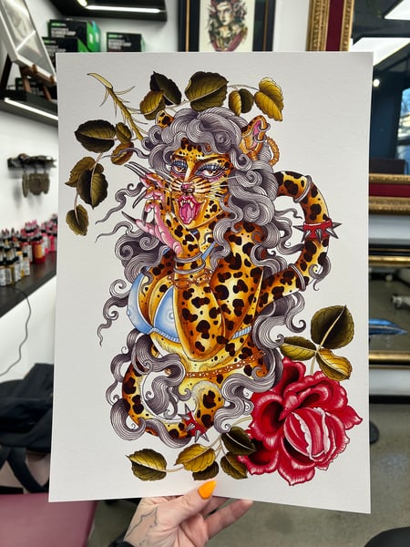 Image of Leopard girl A3 print