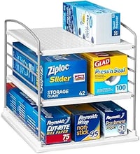 YouCopia UpSpace Adjustable Box Organizer for Foil Wrap and Kitchen Cabinet Storage, Original, White