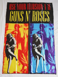 Image 1 of GUNS N ROSES - Use your Illusion I and II Flag (cloth poster Banner tapestry) Heavy metal Slash Axl