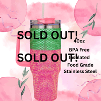 Image 3 of 40oz Pink and Green Alpha Kappa Alpha, Bling Tumbler, Water Bottle, Water Cup, Sorority, Unique Gift