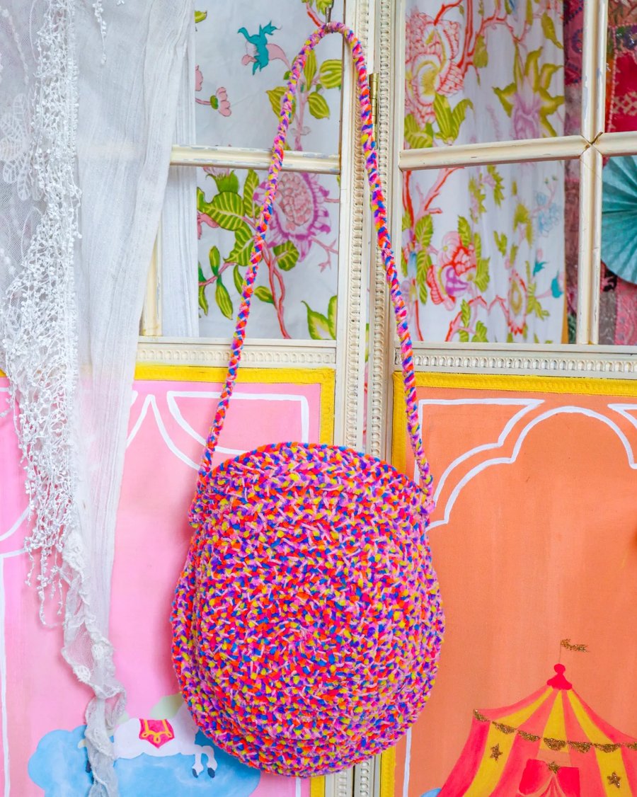 Image of Handwoven Pink Shell Bag 