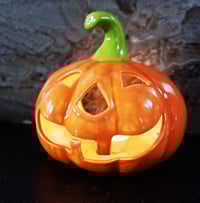 Image 1 of Candleholders: Ceramic Pumpkin Halloween candleholder Halloween candleholder