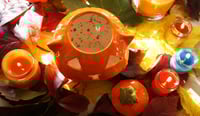 Image 2 of Candleholders: Halloween Pumpkin ceramic candle holder kototykva