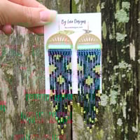 Image 2 of Jaguars Earrings with Animal Print | Teal Leopard Print Earrings