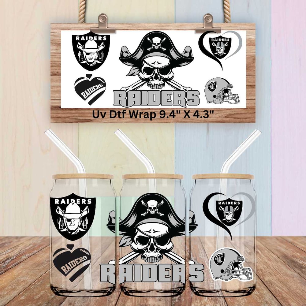 Image of LV Raiders Football Uv Dtf Wraps Choice of 3