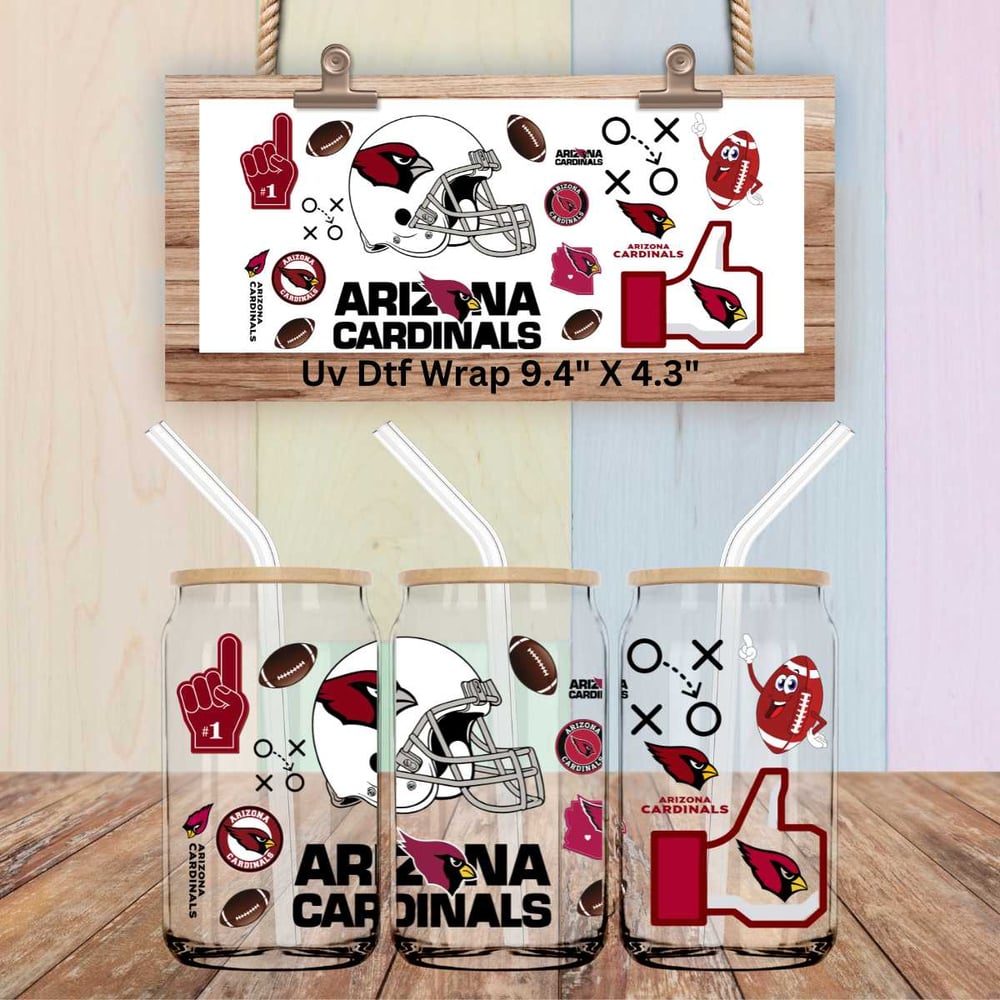 Image of Arizona Cardinals Football Uv Dtf Wraps Choice of 3