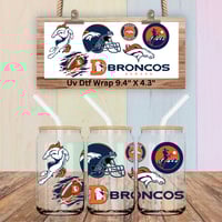 Image 1 of Double Sided Uv Dtf Wrap Denver Broncos Football Choice of 3 Designs