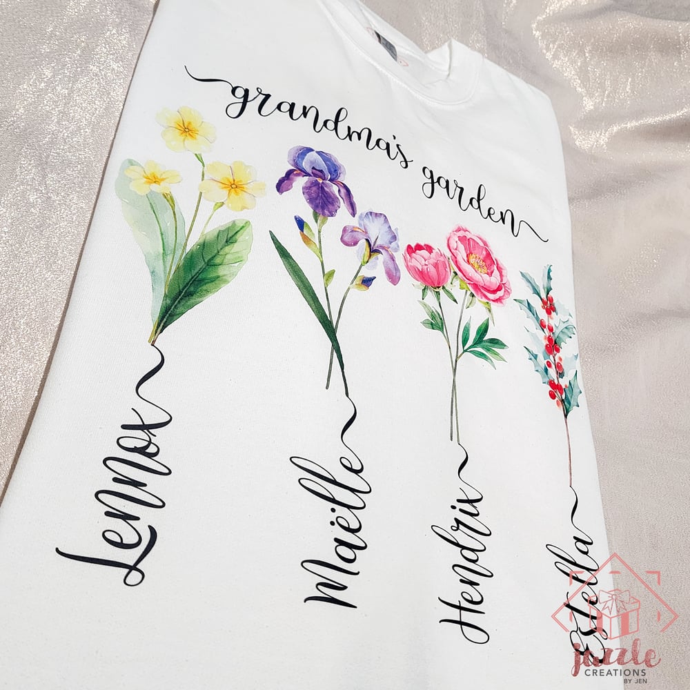 Image of Personalized Birth Flower Crewneck - Grandma's Garden