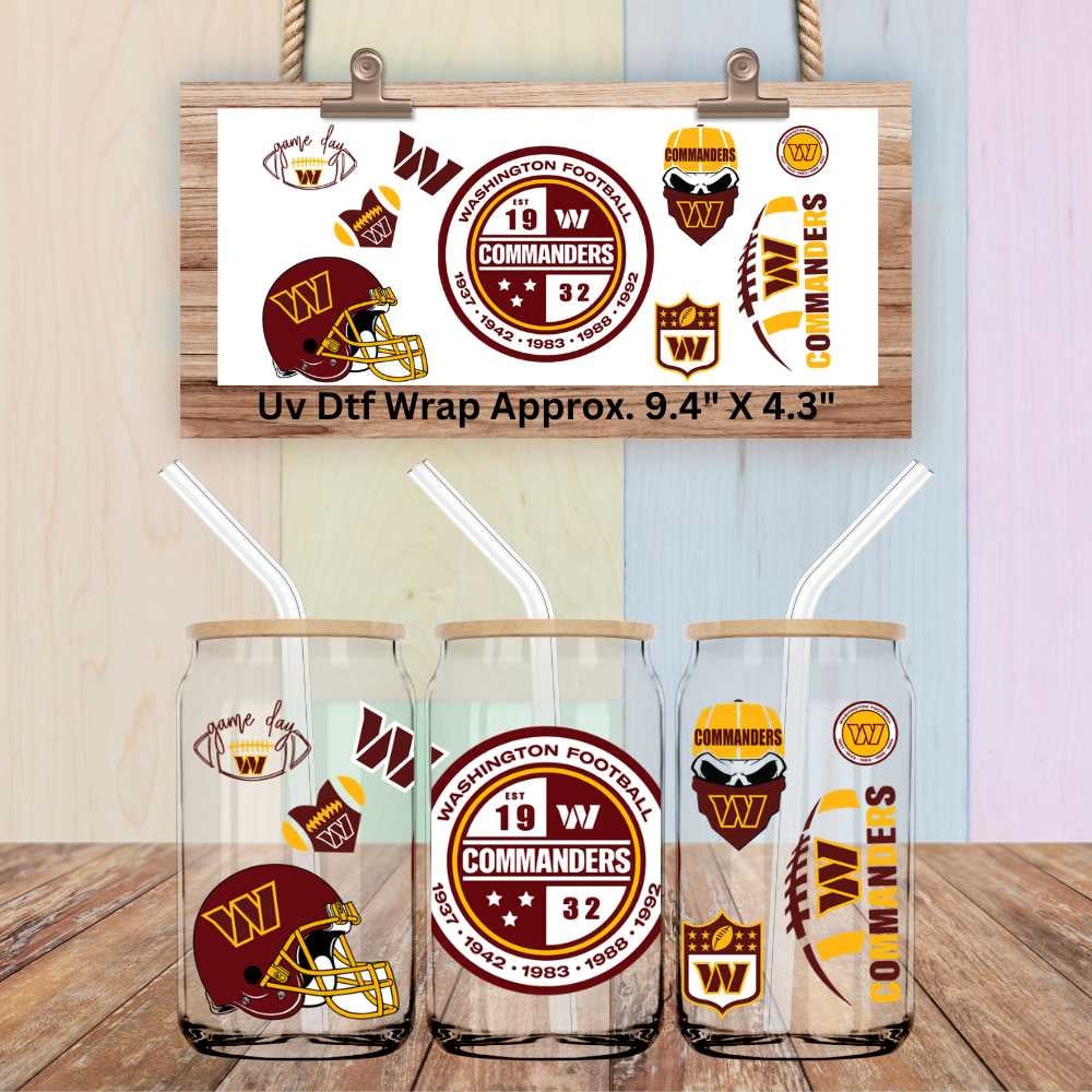 Image of Washington Commanders Uv Dtf Wraps & Decal Choice of 4