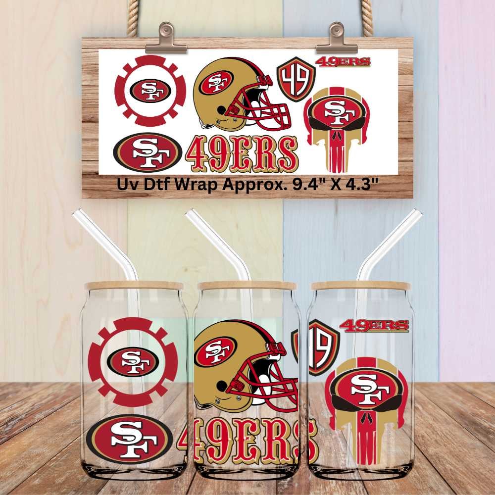 Image of San Francisco 49ers Football Uv Dtf Wrap Choice of 4