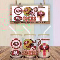 Image 2 of Double Sided Uv Dtf Wrap Forty Niners 49ers Football Choice of 4 Designs