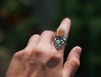 Image 3 of fire opal + emerald valley double ring  (7.75) 