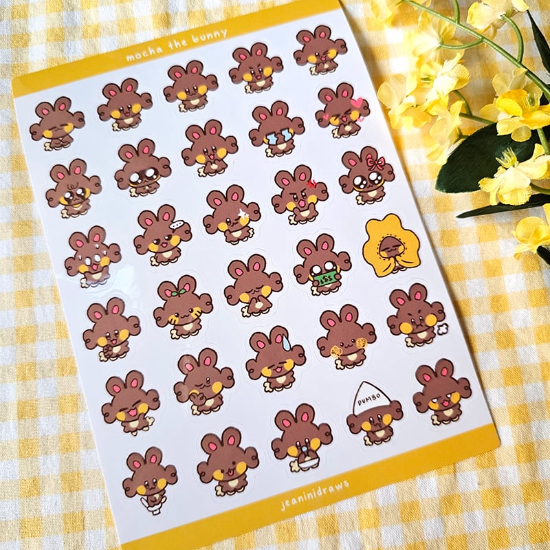 Image of jasper and mocha emotes ✨ waterproof vinyl sticker sheet